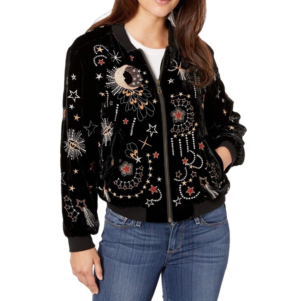 Johnny Was Velvet Bomber Jacket